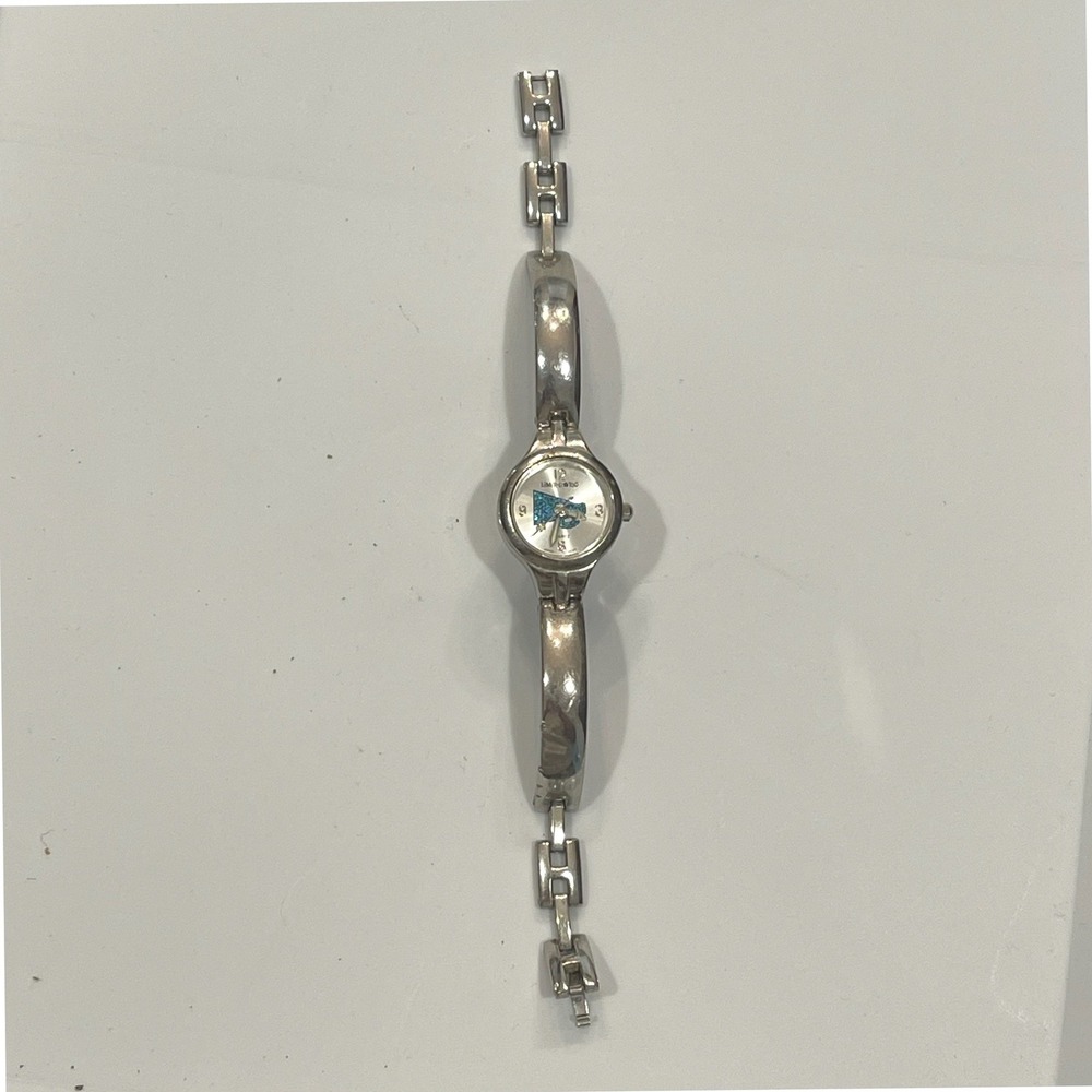 Limited Too Vintage Y2K Silver‎ Bangle Watch Blue Glitter Megaphone 27205 Mens